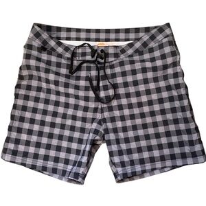 SUNDEK Men’s Classic 17” Swim Shorts Black & Grey Check Size 34